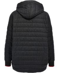 Brunello Cucinelli - Dark Wool Hooded Jacket - Lyst