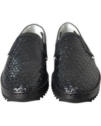 Dolce & Gabbana - Black Woven Buffalo Leather Men Loafers Shoes - Lyst