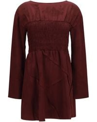 Ganni - Long-Sleeve Satin Mini Dress Acetate; Polyester - Lyst