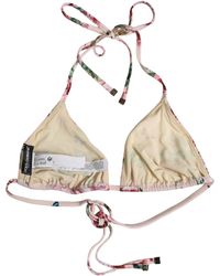 Dolce & Gabbana - Pink Nylon Floral Halter Beachwear Bikini Top - Lyst
