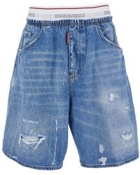 DSquared² - Shorts With Elastic Waist With Logo Lettering And Five-Pocket Design - Lyst
