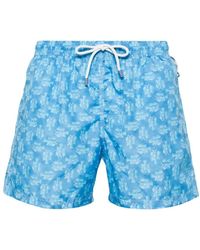 Fedeli - Sky Swim Shorts With Lobster Pattern - Lyst