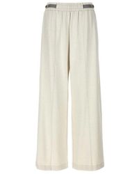 Brunello Cucinelli - Off Relaxed Cotton Trousers - Lyst