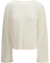 Allude - Perforated Boatneck Jumper - Lyst
