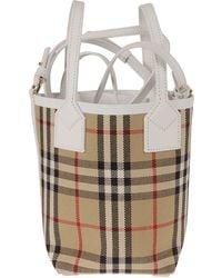 Burberry - Check Motif Mini Bucket Bag - Lyst