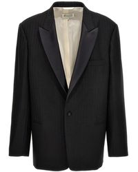 Maison Margiela - Striped Single Breast Blazer Jacket Jackets Black - Lyst