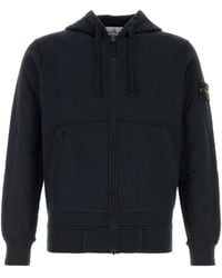 Stone Island - Garment-Dyed Organic Cotton Zip-Up Hoodie With Logo Badge - Lyst