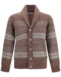 Brunello Cucinelli - Bordeaux Alpaca Vicugna Pacos Cardigan - Lyst