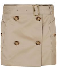 Burberry - Belted Waist Short Skirt - Lyst