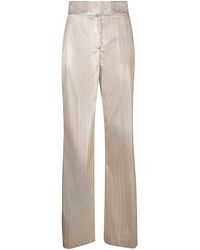 Genny - Satin Striped Sand Trousers - Lyst