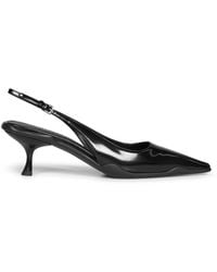 Prada - Calzature Brushed Leather Slingback Pumps - Lyst