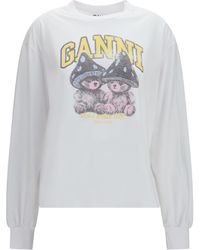 Ganni - Teddy Mushroom Long-Sleeve T-Shirt Bright - Lyst