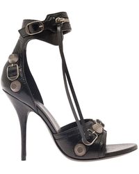 Balenciaga - 'cagole' Black Sandals With Studs And Buckles In Leather Woman - Lyst