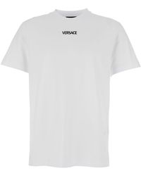 Versace - T-Shirt With Lettering Logo On The Front - Lyst