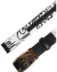 Dolce & Gabbana - Graffiti Print Metal Buckle Belt Polyester Calf Leather - Lyst