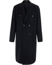 Emporio Armani - Double-Breasted Cashmere Coat Wool - Lyst