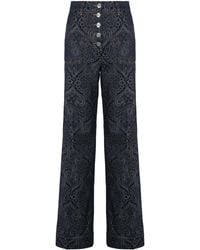 Etro - Flared Jeans Denim Jacquard Cotton - Lyst