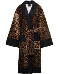 Dolce & Gabbana - Kimono Bathrobe With All-Over Leopard Print - Lyst