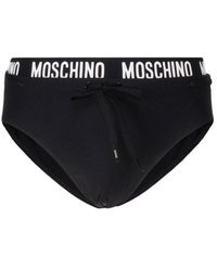 Moschino - Logo Waistband Drawstring Swim Briefs - Lyst