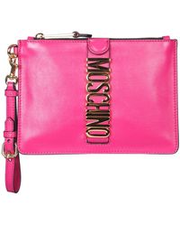 Moschino Mini Leather Clutch - Pink