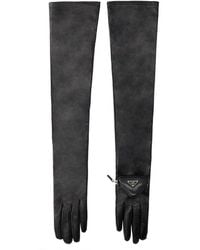 Prada Full-Finger Long Gloves in Gray | Lyst