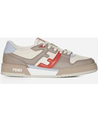 Fendi - Match Leather And Fabric Sneakers - Lyst