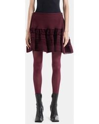 Maison AlaïA - Ruffle Mini Skirt Bordeaux Virgin Wool - Lyst