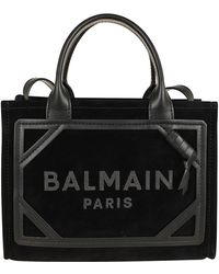 Balmain - B-Army Shopper Small-Suede Leather&Logo - Lyst