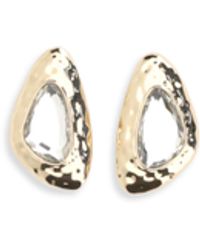 Self-Portrait - Golden Hammered Crystal Earrings - Lyst
