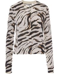 Ganni - Natural Animal Print Cardigan - Lyst