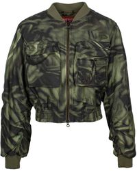 DIESEL - G-Khlow Abstract-Printed Cropped Bomber Jacket - Lyst
