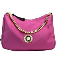 Versace - Small Dahlia Nylon Fabric Medusa Pendant Crossbody Shoulder Purse Bag - Lyst