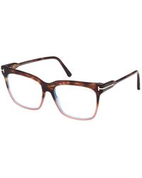 Tom Ford - Eyeglasses Square Full Rim, Shiny Frame And Light Block Lenses Lens Ft5768-B056 - Lyst