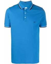 Fay - Light Blue Stretch Cotton Pique Polo Shirt - Lyst