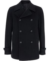 Tagliatore - Double-Breasted Coat With Wide Notched Revers - Lyst
