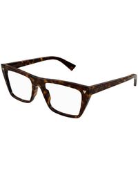 Bottega Veneta - Eyeglasses Rectangle Full Rim, Havana Frame And Clear Demo Lenses Lens Bv1258O002 - Lyst