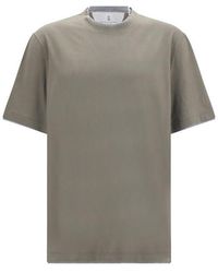 Brunello Cucinelli - Bicolor Cotton T - Lyst