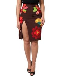 Dolce & Gabbana - Floral Appliqu Slit Skirt - Lyst