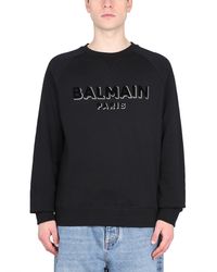 Balmain - Flocked And Metallic Logo Sweatshirt - Lyst
