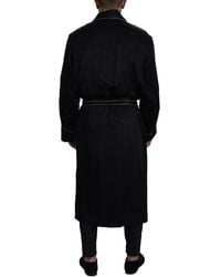 Dolce & Gabbana - Black 100% Silk Robe Coat Wrap Jacket - Lyst