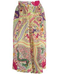 Etro - Tiger And Water Lily Cotton Skirt - Lyst