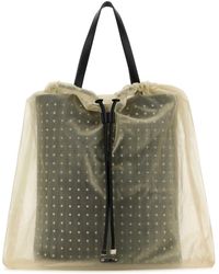 McQueen - Two-Tone Leather Tulle Shopping Tote - Lyst