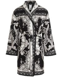 Versace Silver Baroque Dressing Gown - Black