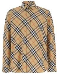 Burberry - Shirt With Classic Collar And All-Over Check Motif - Lyst