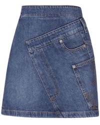 JW Anderson - Jw Denim Mini Skirt With Logo - Lyst