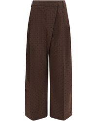 Ganni - Flocked Plaid Crossover Pants - Lyst