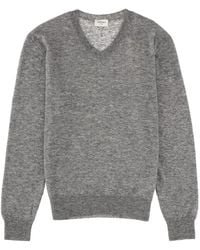Saint Laurent - V-Neck Cashmere Blend Sweater Jumpers - Lyst
