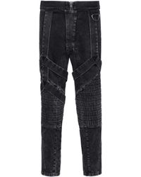 Balmain - Acid Wash Denim Pants With Straps - Lyst