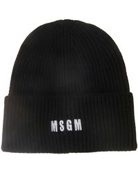 MSGM Synthetic Embroide Beanie in Black Womens Accessories Hats 