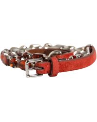 Dolce & Gabbana - Red Velvet Crystals Chain Embellished Belt - Lyst